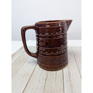 Marcrest 6 Inch Tall Daisy Dot Marcrest Pitcher Dark Brown Stoneware Vintage
